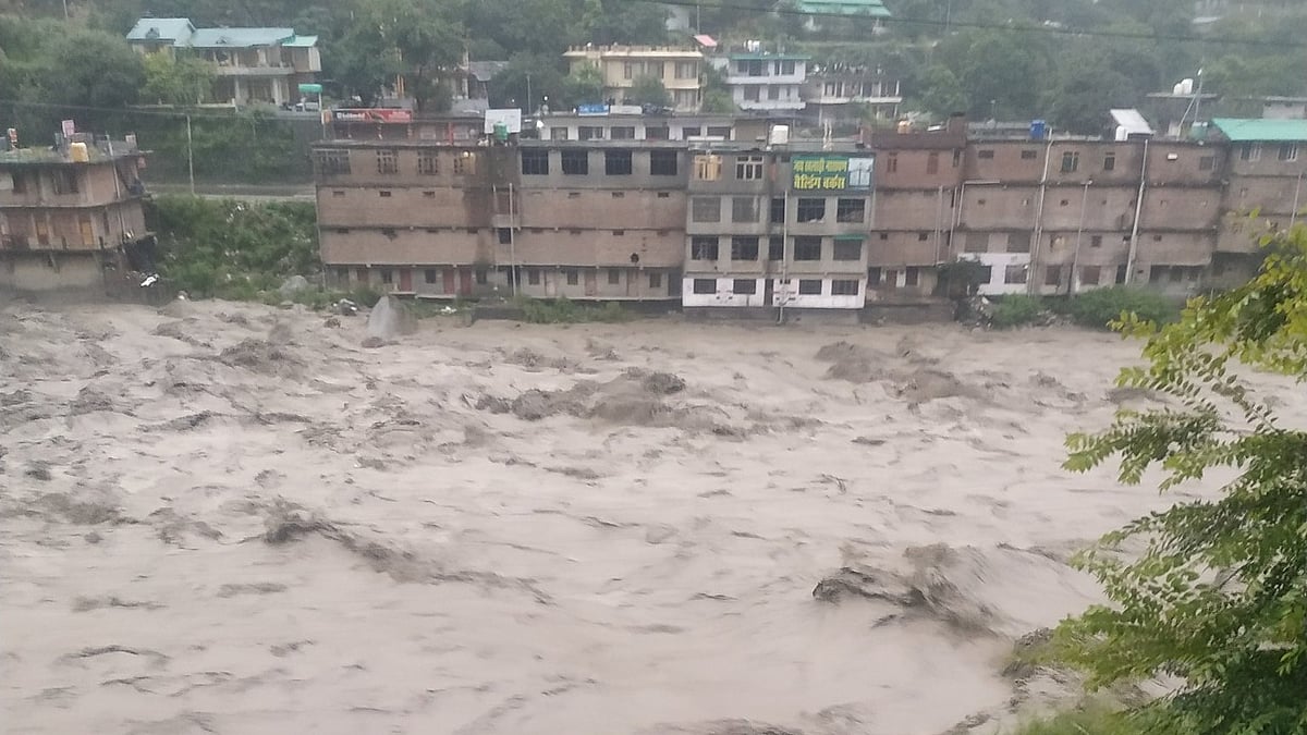 A flooded area in Kullu 