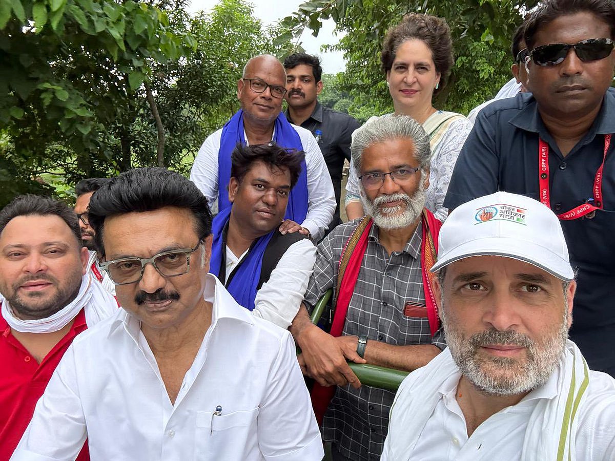 M.K. Stalin and Dipankar Bhattacharya join Rahul Gandhi, Tejashwi Yadav and Priyanka Gandhi Vadra on the Voter Adhikar Yatra