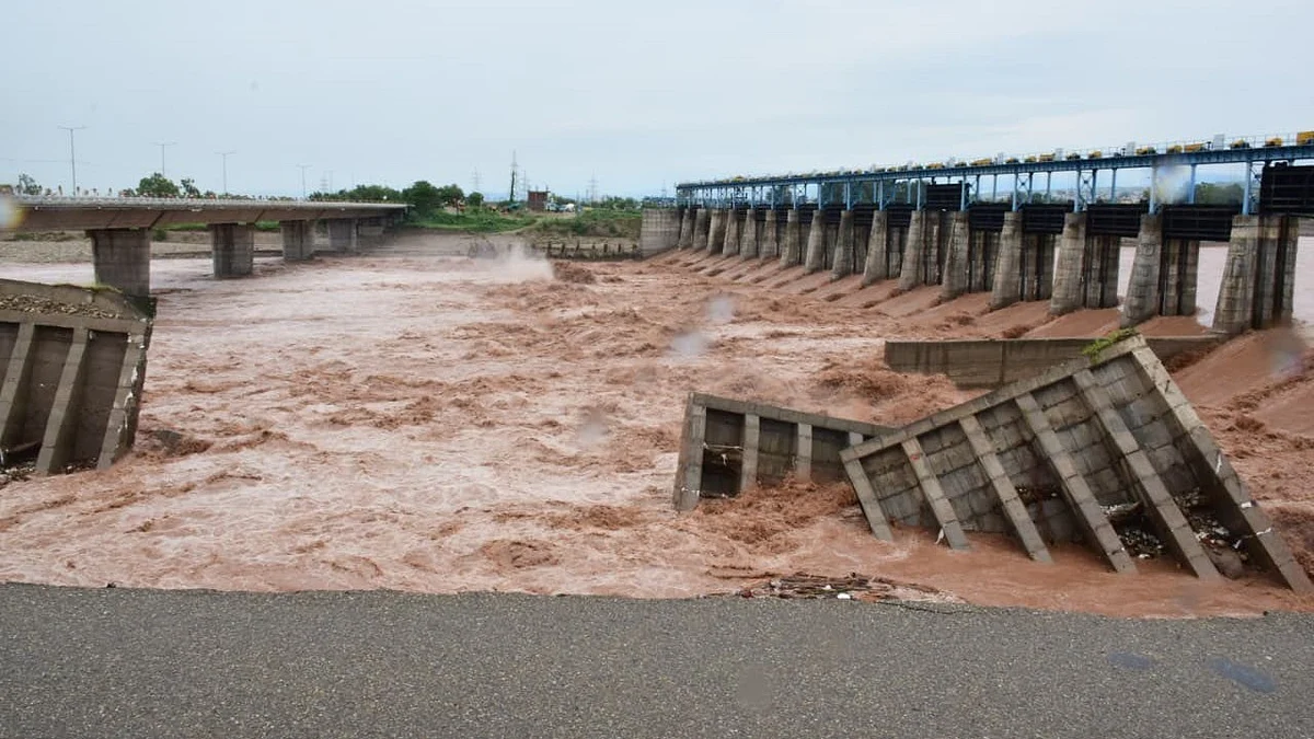 A collapsed bridge in J&K
