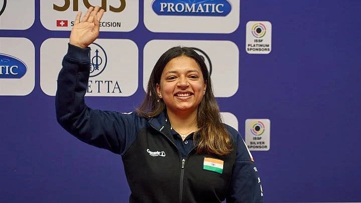 Sift Kaur Samra at the podium
