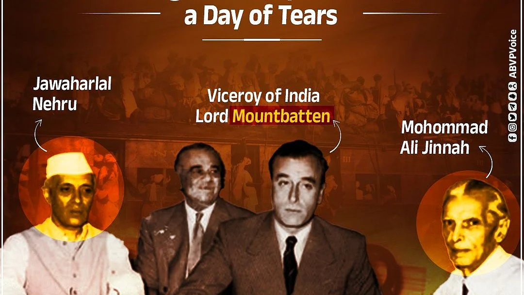 ABVP poster ‘highlights’ the “culprits” of Partition — Nehru and Jinnah, but not Mountbatten