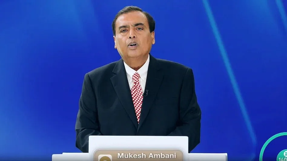 Mukesh Ambani at the virtual AGM in Mumbai (photo: screenshot)