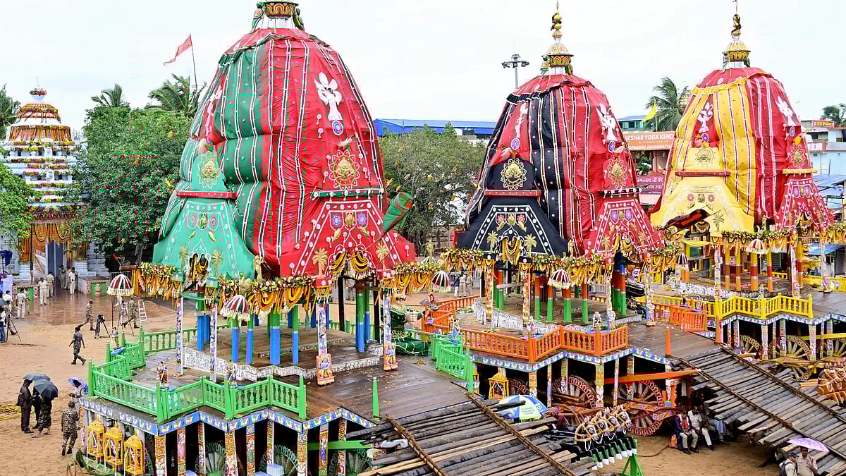 The chariots of Lord Jagannath, Balabhadra and Subhadra