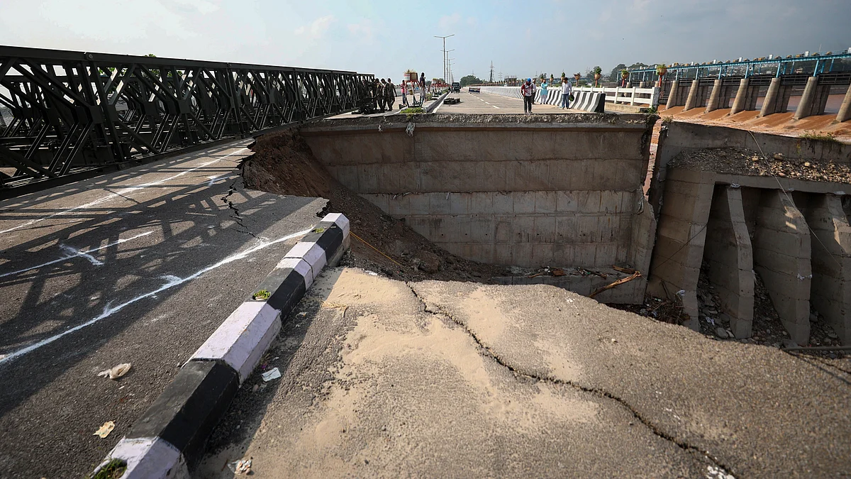 Flood-hit Jammu bridge crumbles under pressure