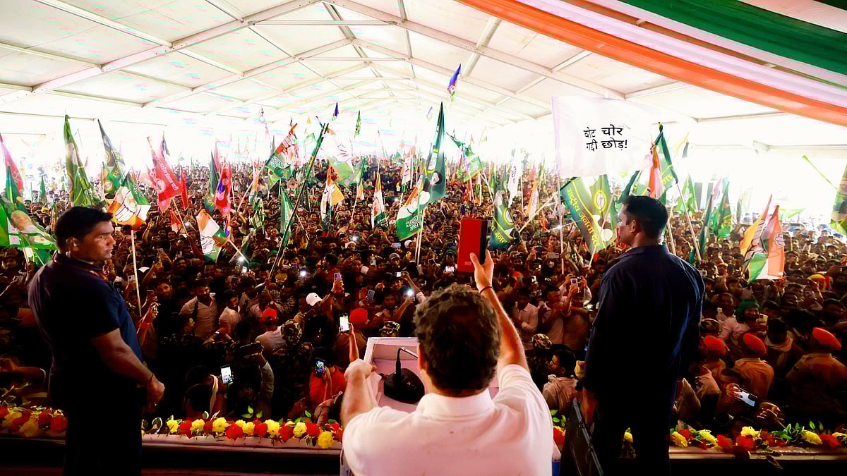 A Voter Adhikar Yatra gathering