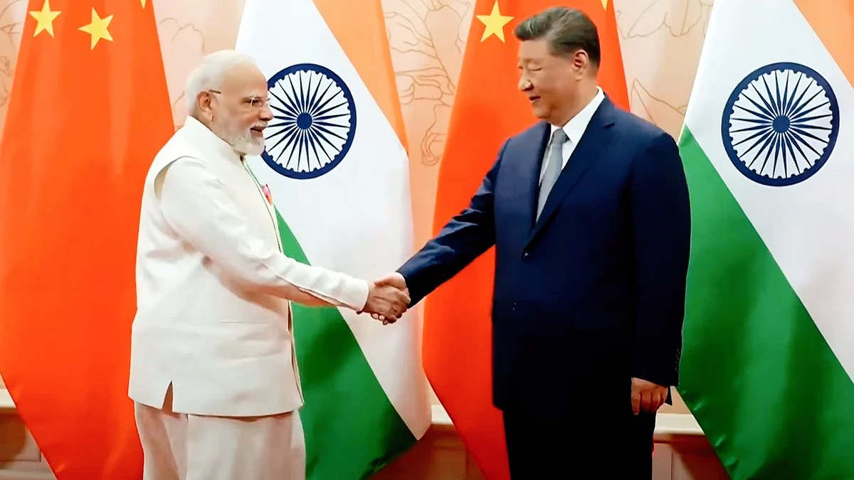 Narendra Modi with Xi Jinping in Tianjin, China