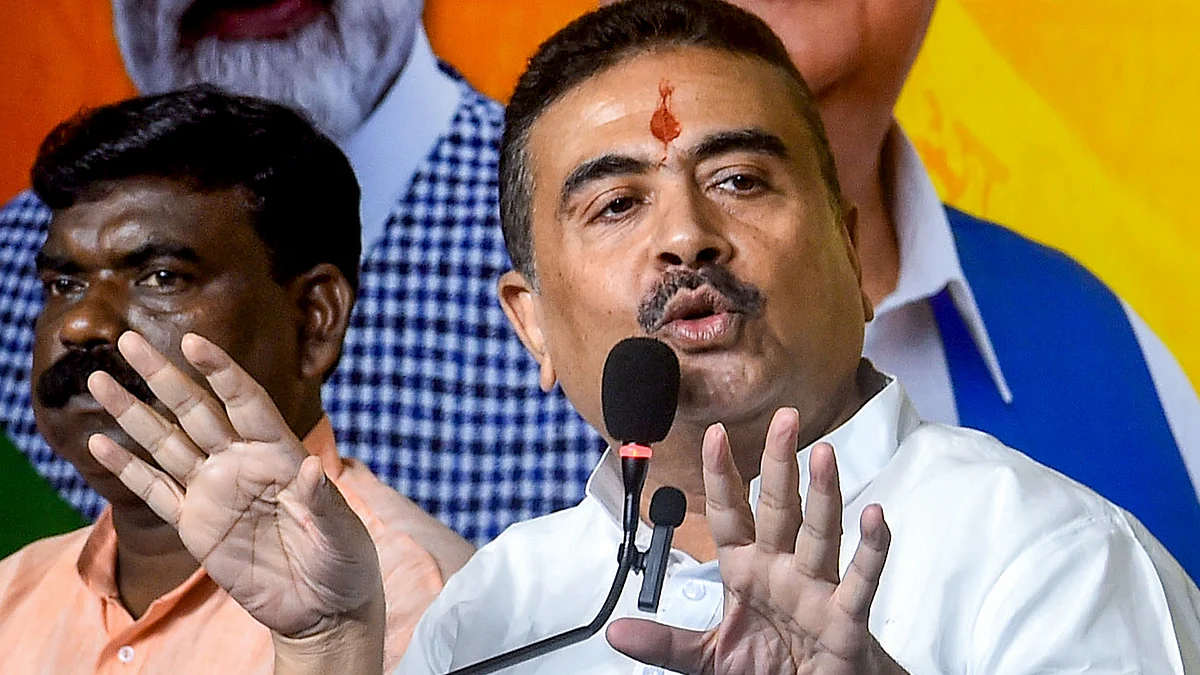 Suvendu Adhikari at a press conference, in Kolkata, 26 Aug