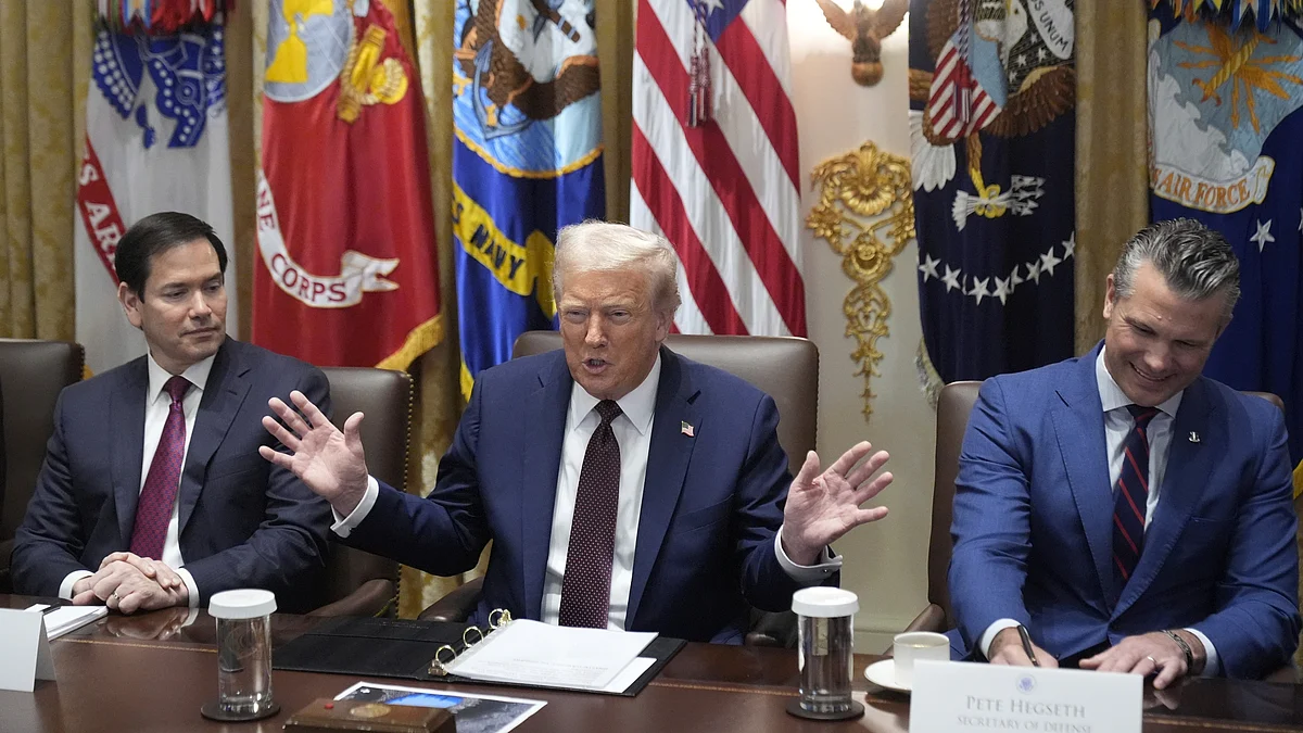Donald Trump speaks during a cabinet meeting at White House in Washington