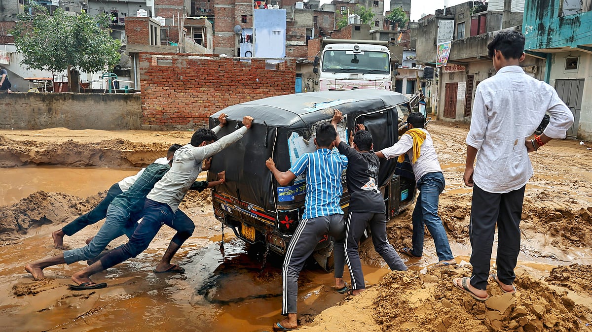 Waterlogging of up to four to five feet inundated many roads and low-lying areas in Jaipur.