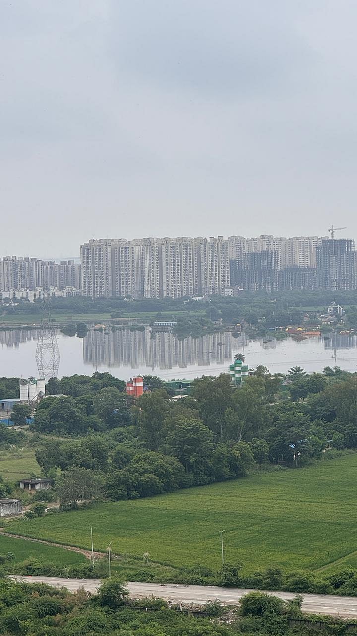 The Hindon heads into Sector 150, lapping at the feet of the highrises on its banks