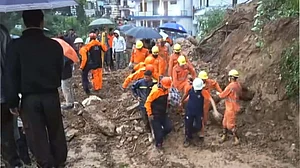 Rescue operations after a landslide in Mandi (photo: PTI)