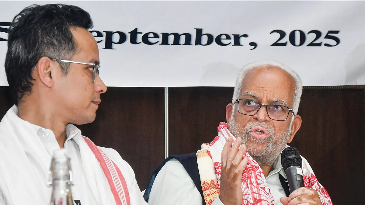 Sudershan Reddy with Assam Congress chief Gaurav Gogoi