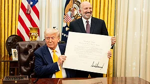 Trump and Lutnick at the latter's appointment as commerce secretary