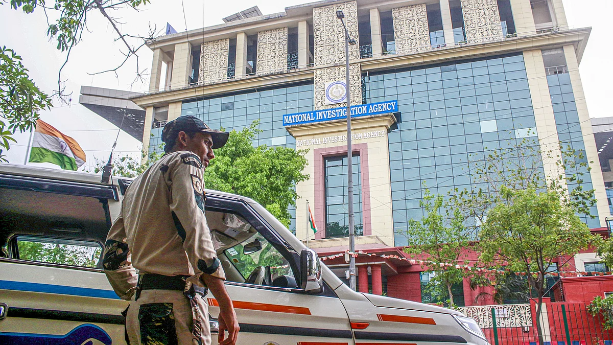 CISF personnel stand guard outside NIA headquarters in New Delhi