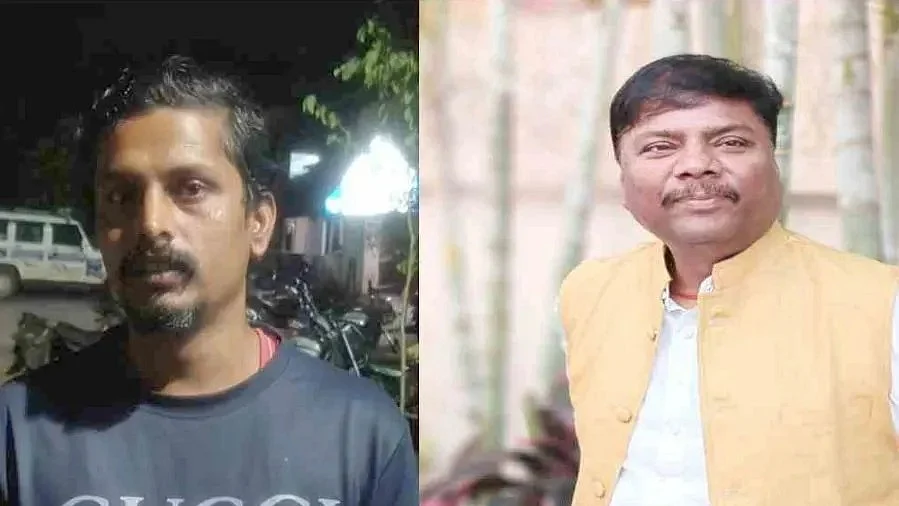 Khitendra Pandey; (right) Chhattisgarh’s minister Kedar Kashyap