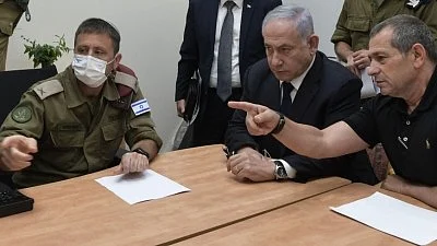 Benjamin Netanyahu during a meeting with officials