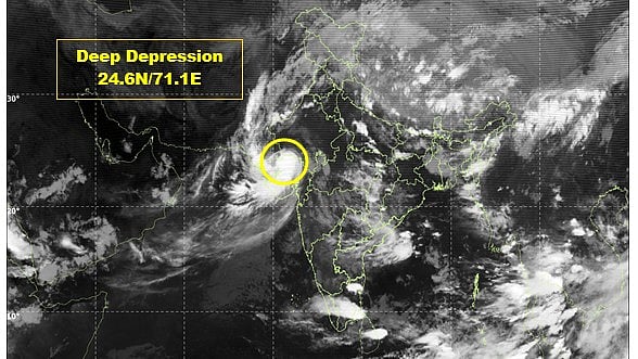 IMD map highlights the deep depression bringing heavy rains to Gujarat.