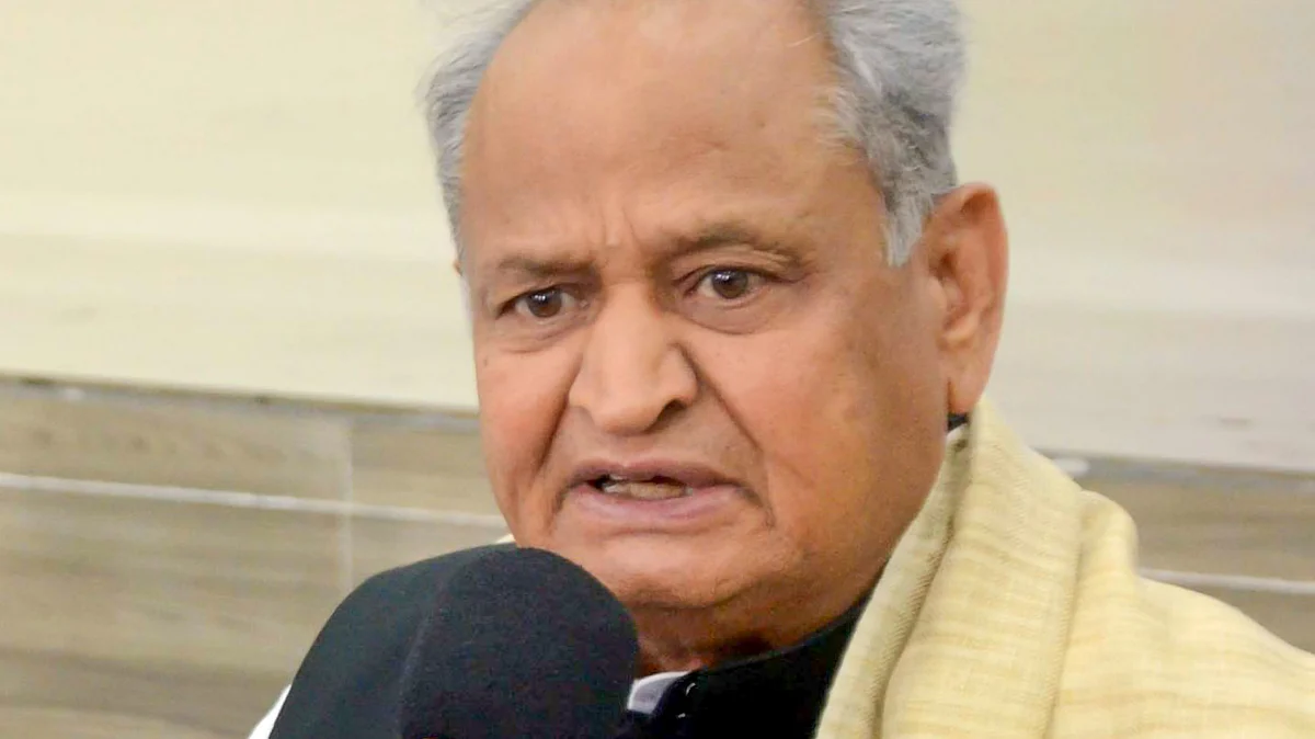 Ashok Gehlot addresses a press conference