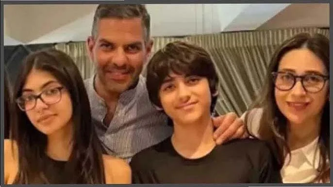 Late Sunjay Kapur with Karisma Kapoor and their children. (Photo: Social media)