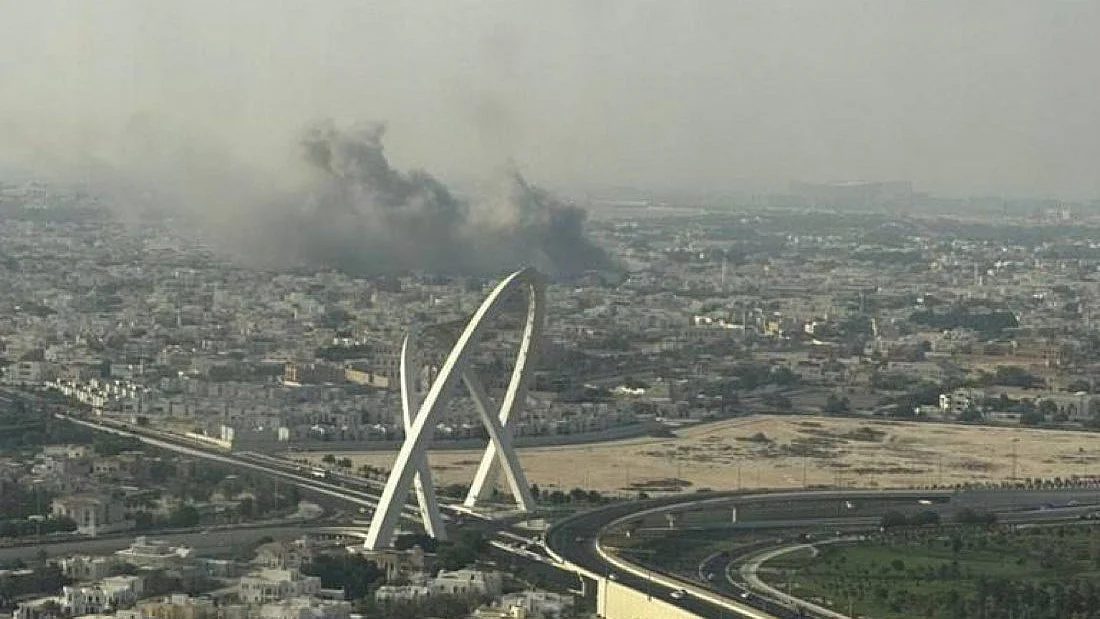 Smoke rises over Doha following the attack