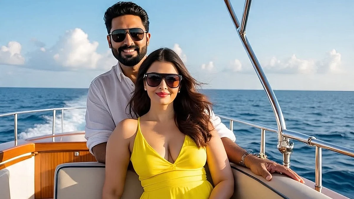 Meta AI-generated fake ‘photo] of the Bachchan couple ostensibly on vacation from an X user