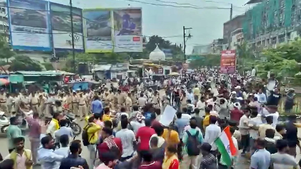A video screengrab of the Bihar protests in Patna