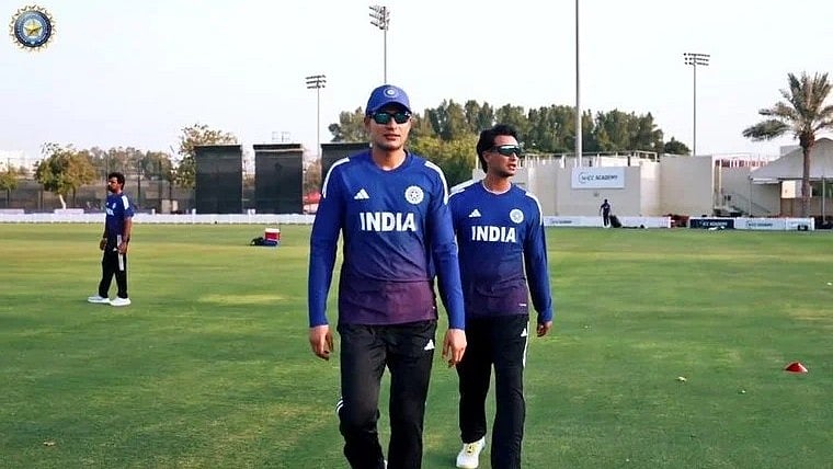 Shubman Gill and Abhishek Sharma at the ICC Academy grounds in Dubai