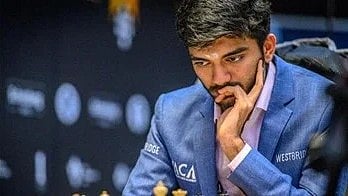 D. Gukesh ponders over the next move