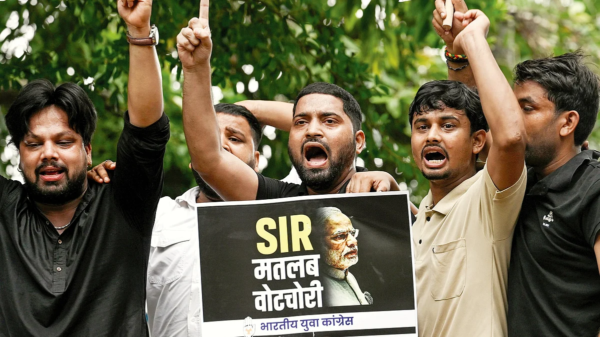 An Indian Youth Congress protest against the SIR of electoral rolls in Bihar