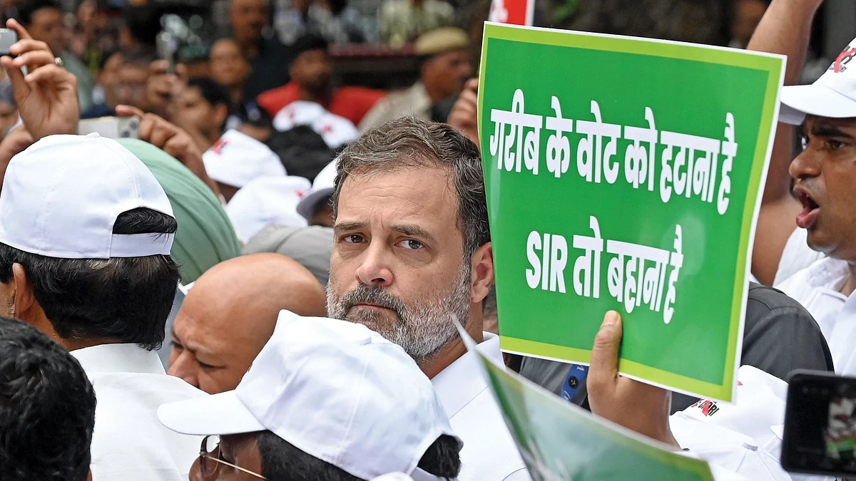 Rahul Gandhi at an anti-SIR protest