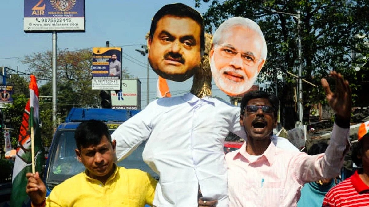 File photo of a Congress protest against the Adani Group