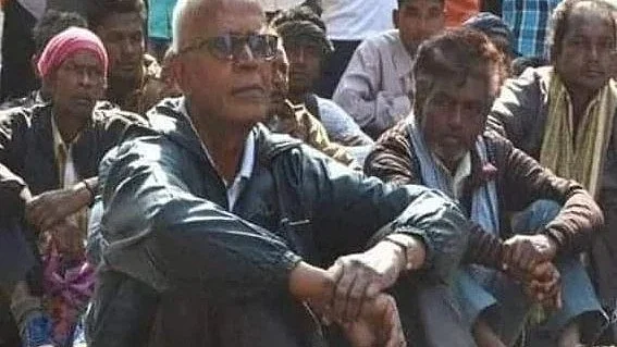 Father Stan Swamy at a sit-in protest