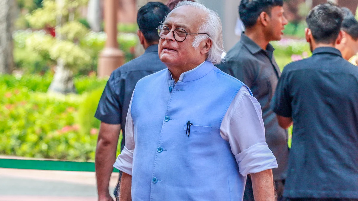 Jairam Ramesh at Parliament House in New Delhi