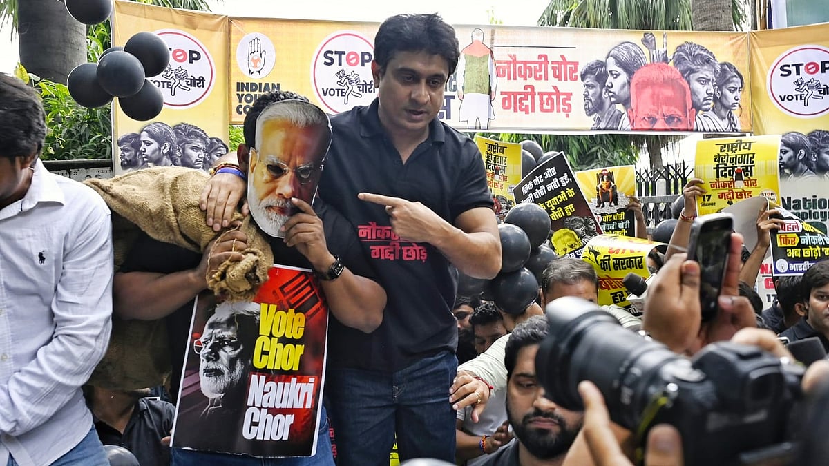 Indian Youth Congress members observe PM Modi's birthday in New Delhi