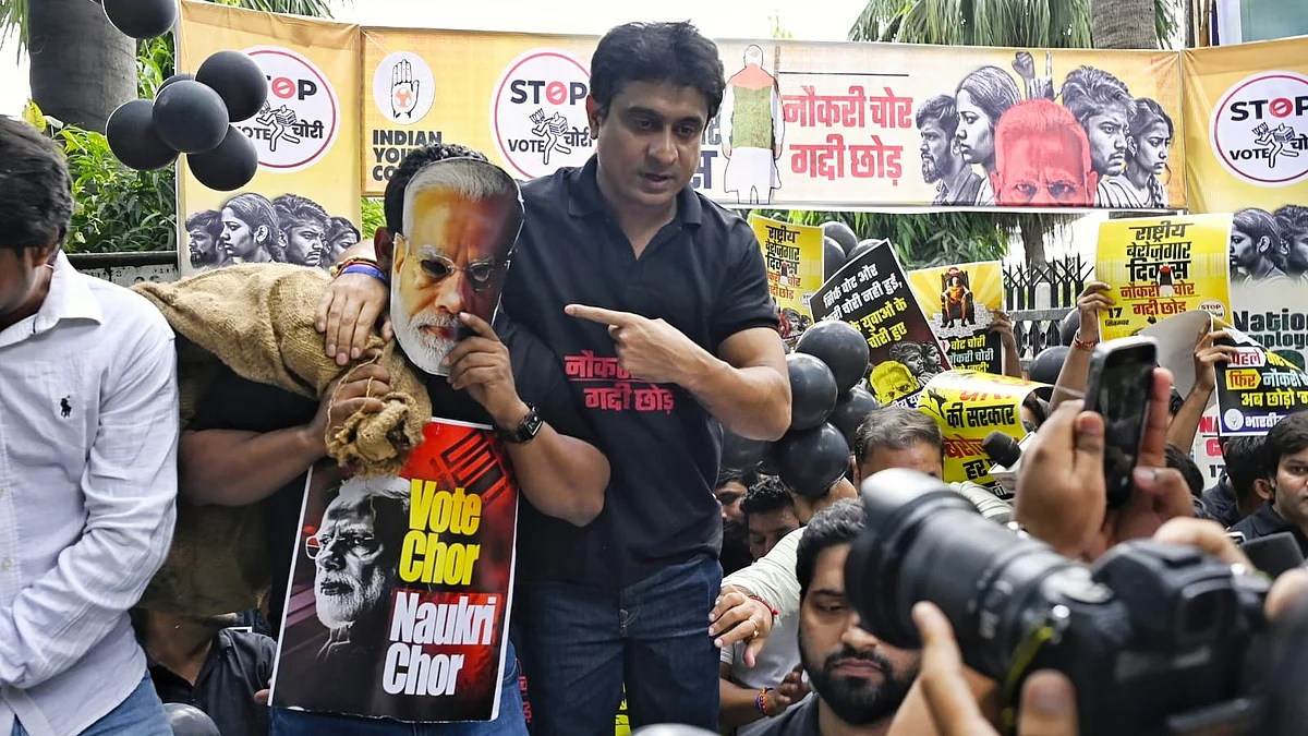 Indian Youth Congress members observe PM Modi's birthday in New Delhi