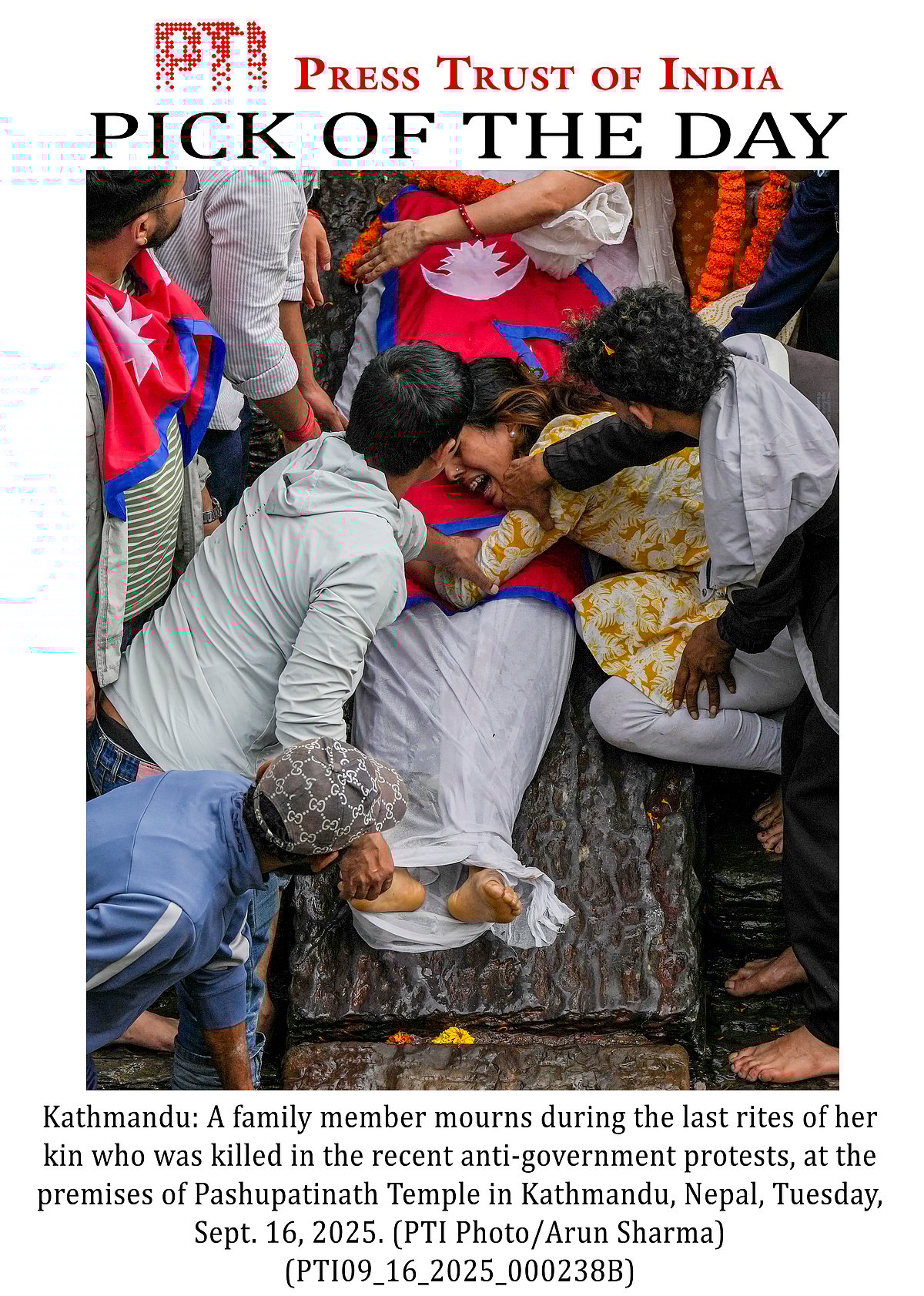 A family mourns for its loved one, killed in the recent uprising in Kathmandu