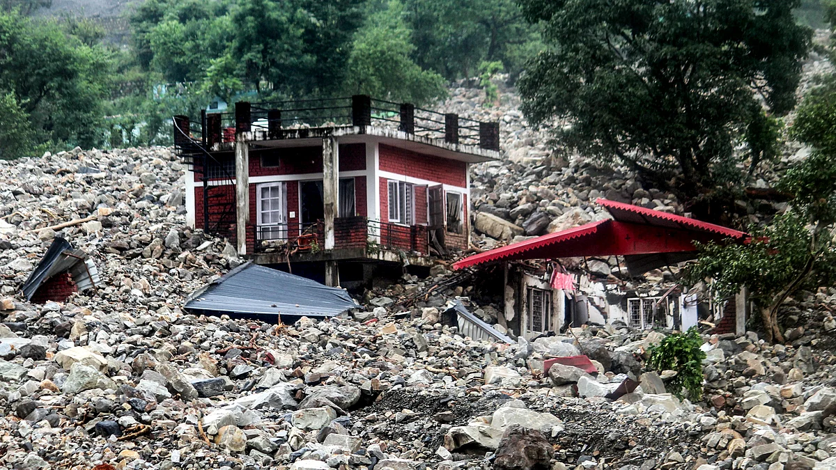 House left battered after landslide in Dehradun.
