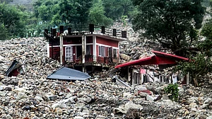 House left battered after landslide in Dehradun.