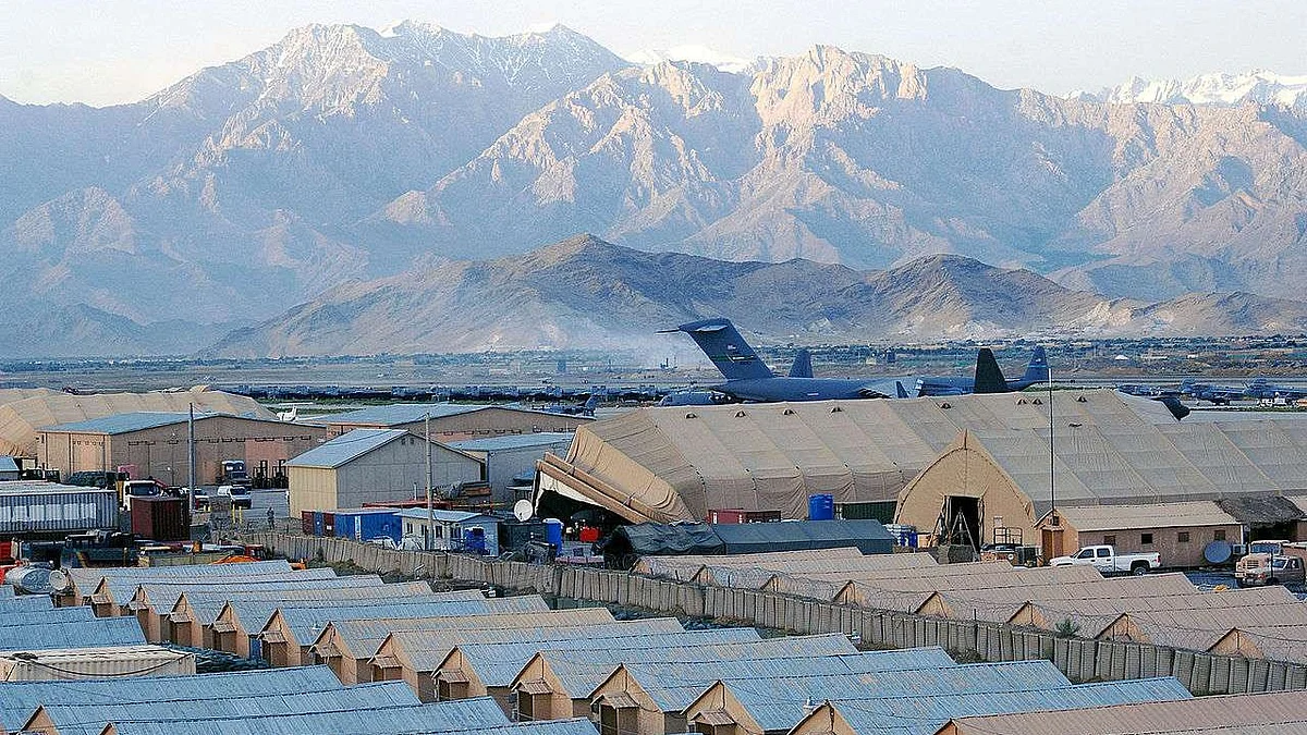 Bagram airbase, located 50 km north of Kabul, is the largest US military installation in Afghanistan