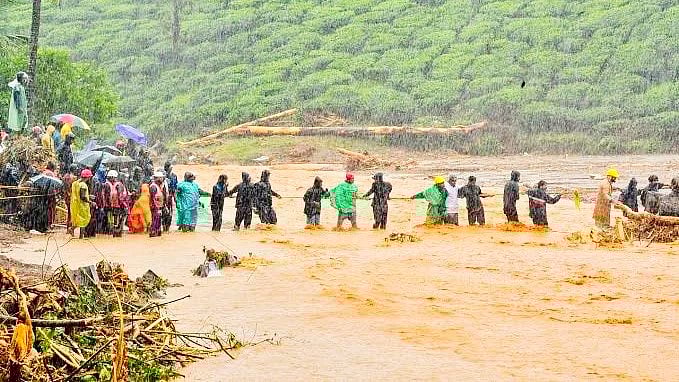 A helicopter airlifted 28 stranded residents from Devgaon.