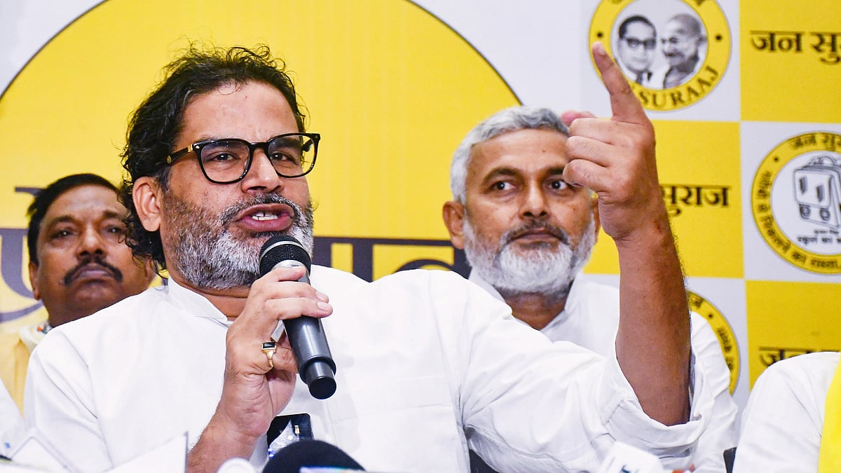 Jan Suraaj chief Prashant Kishor at a press conference, in Patna, 19 Sept
