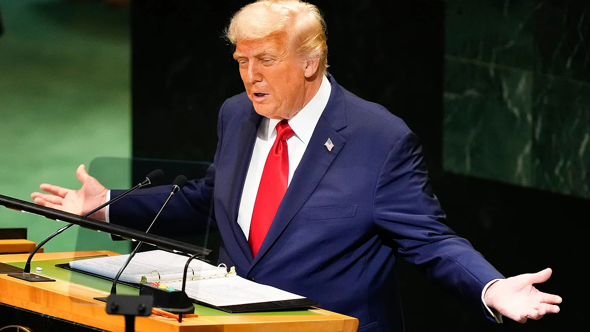 Donald Trump delivers his address at the 80th UN General Assembly session.