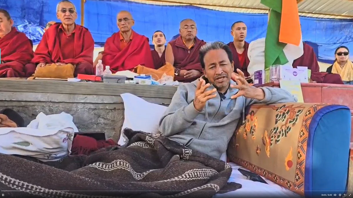 Sonam Wangchuk speaks during his sixth hunger strike