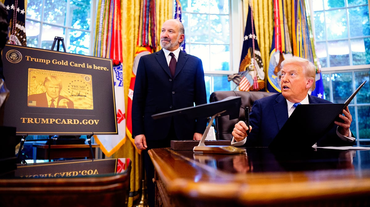 Donald Trump with commerce secretary Howard Lutnick