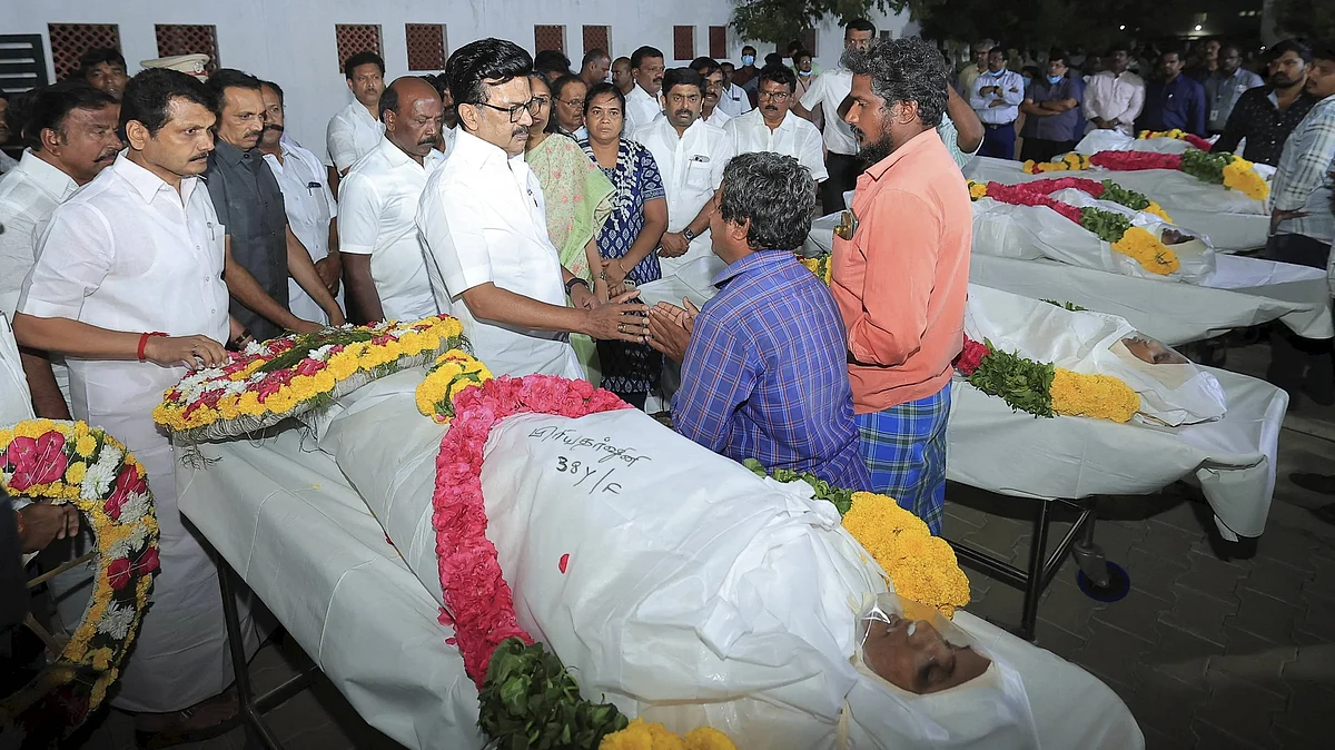 MK Stalin consoles bereaved family members and relatives of victims.