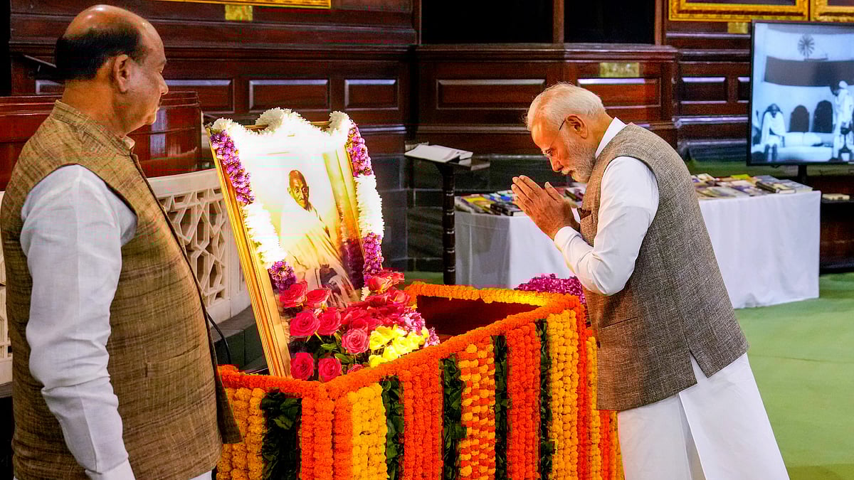 PM Modi pays homage to Mahatma Gandhi on his birth anniversary at Parliament House