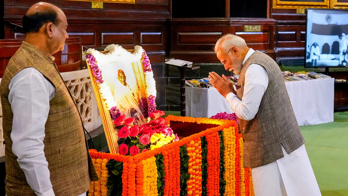 PM Modi pays homage to Mahatma Gandhi on his birth anniversary at Parliament House