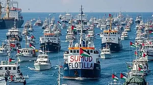 A view of the Sumud flotilla