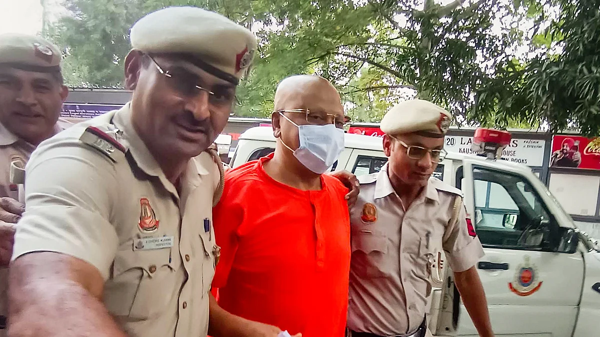 Saraswati being produced at Patiala House Courts in New Delhi, 3 Oct\