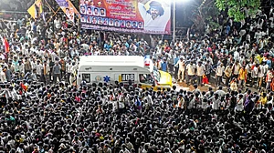 Ambulances struggled to take the injured to hospital after the Karur stampede